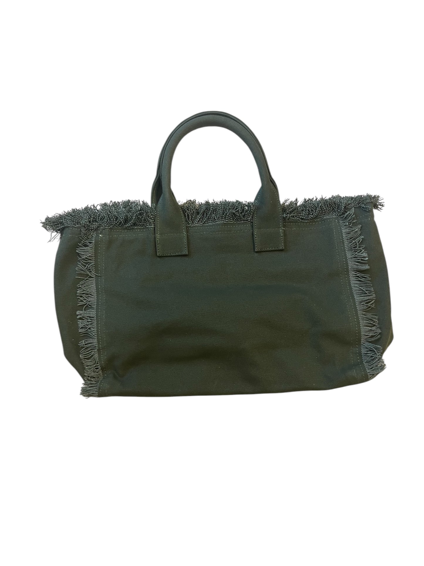 Camo Green Canvas Fringe Beach Bag