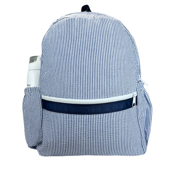 Navy Seersucker Backpack