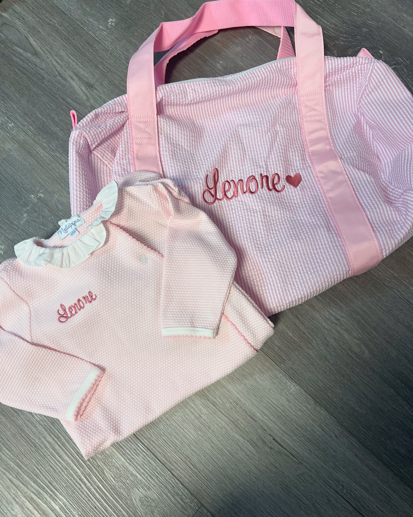 Pink Seersucker Duffel