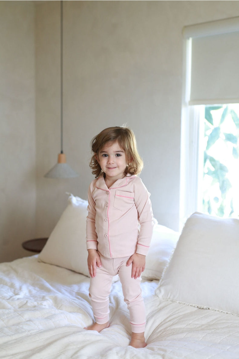 Pink Trim Grandpa Button Down Pajamas