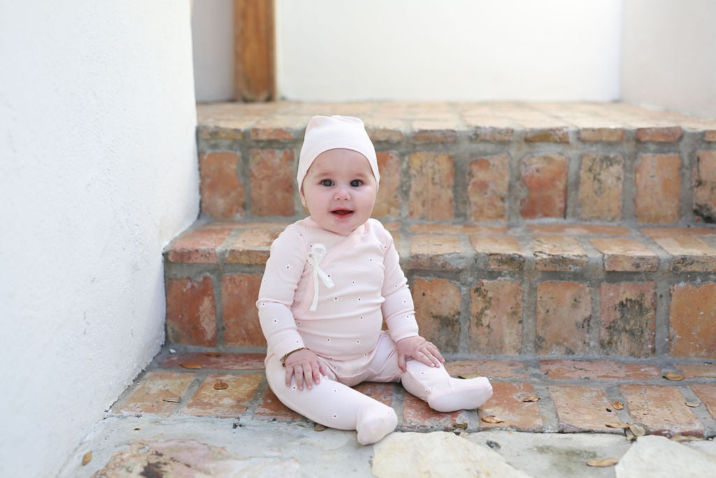 Pink Floral Wrap Onesie and Hat