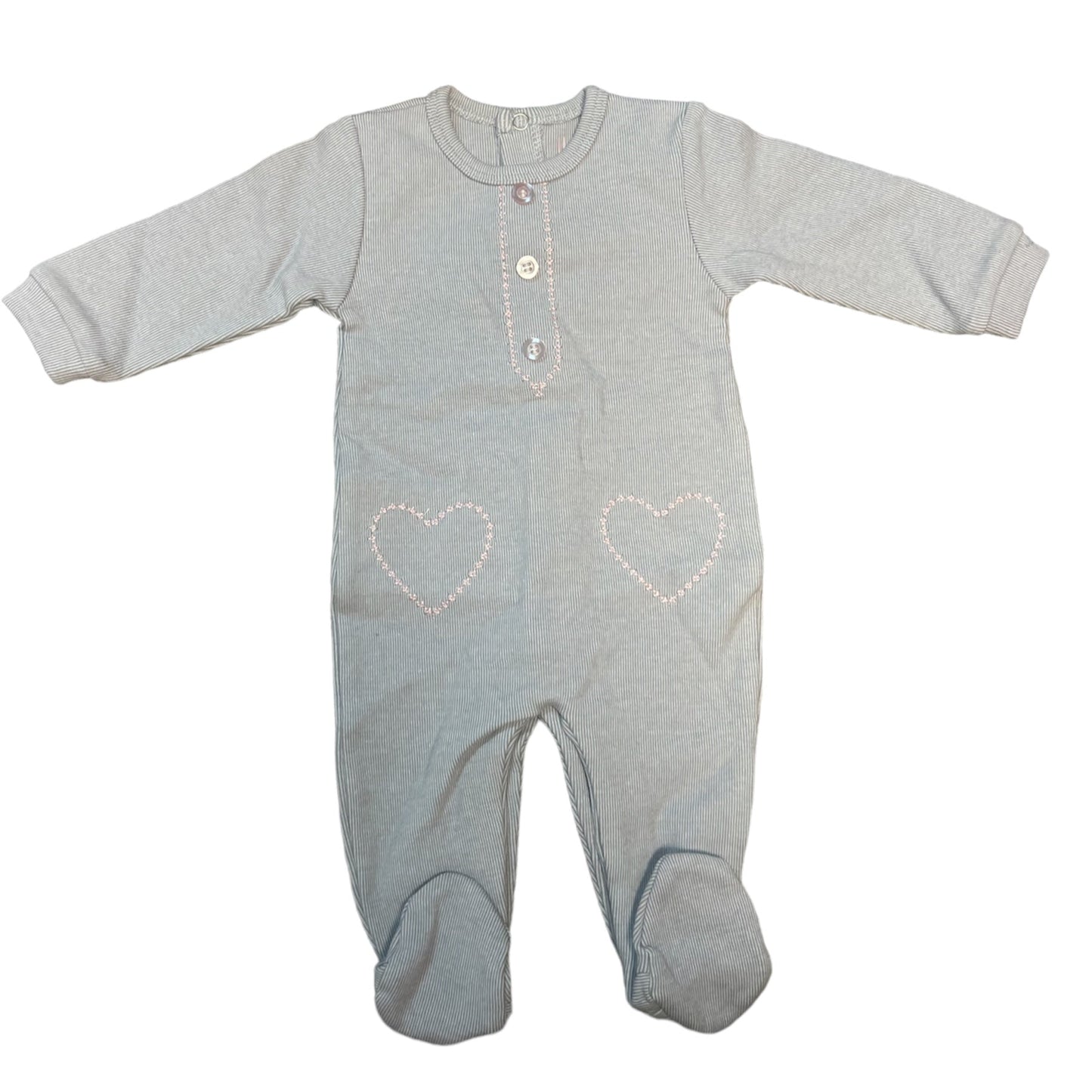 Baby Girls Grey Onesie with Pink Stitching