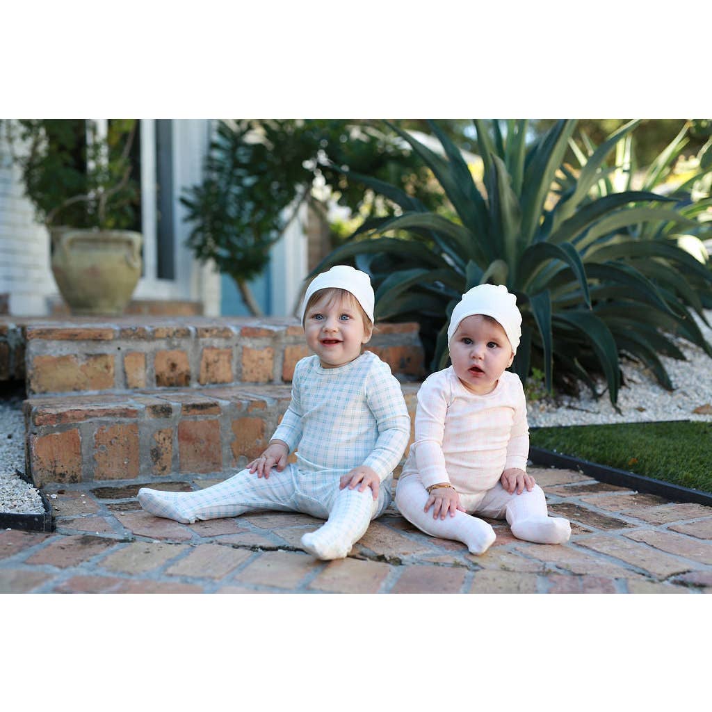 Pink Grid Onesie and Hat