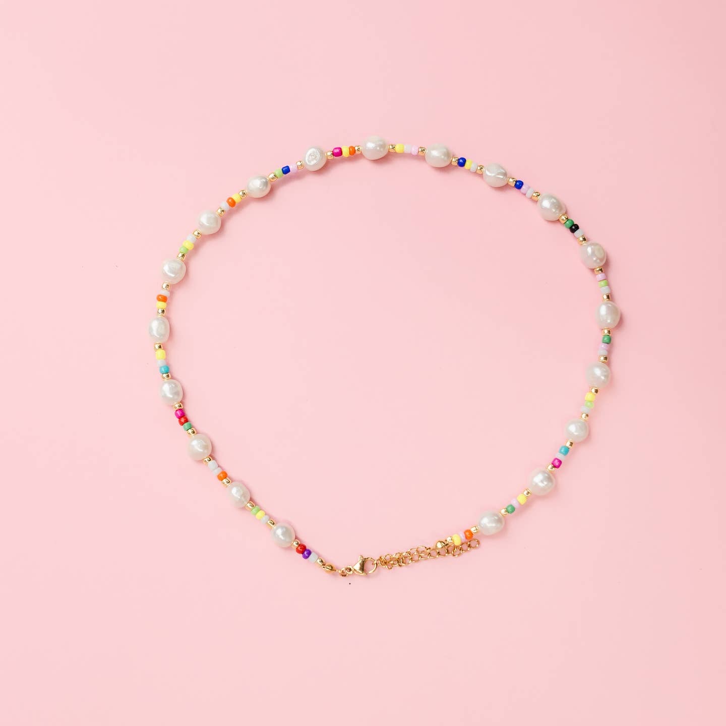 Pearls and Pop - Multi-Pearl Rainbow Seed Bead Necklace