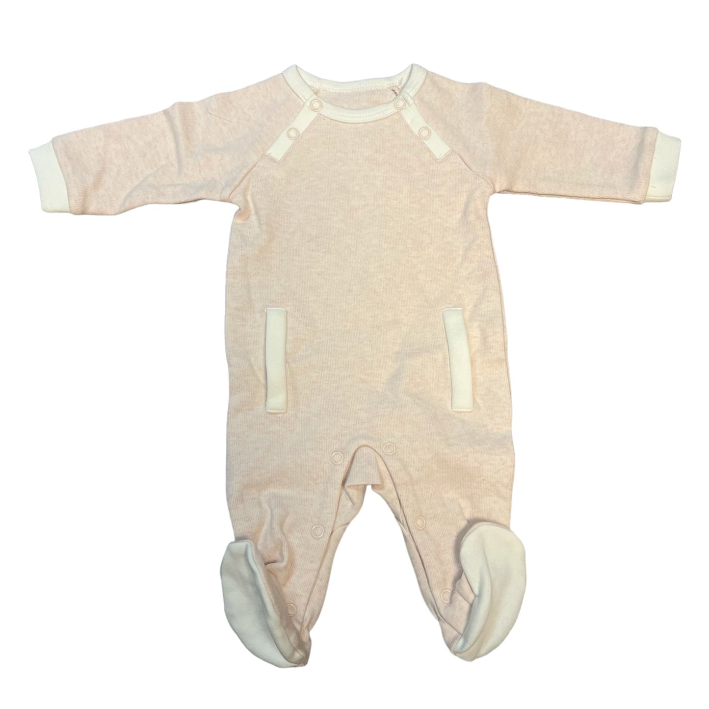 Baby Girls Pink Onesie with White Trim