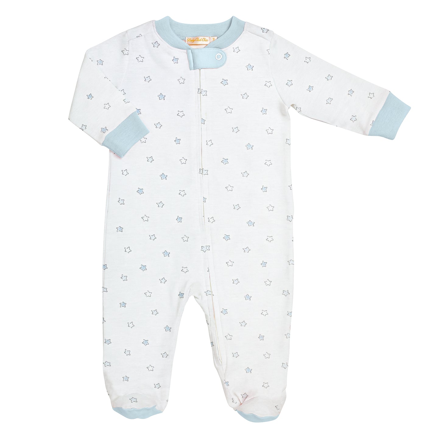 Baby Boys Blue Stars Zipper Footie