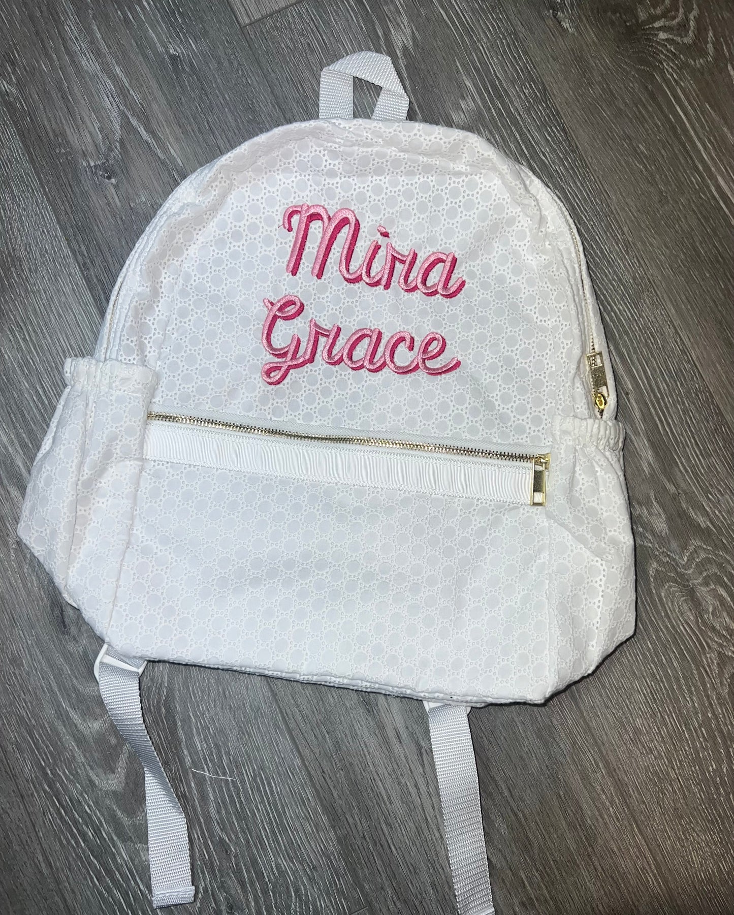 White Eyelet Backpack