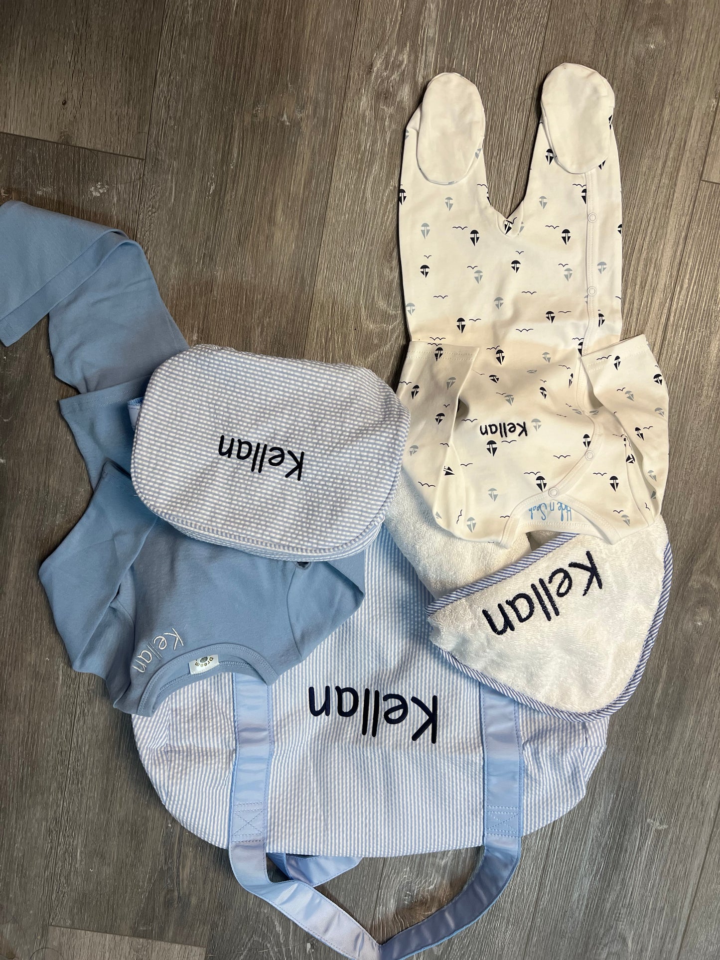 Blue Seersucker Duffel