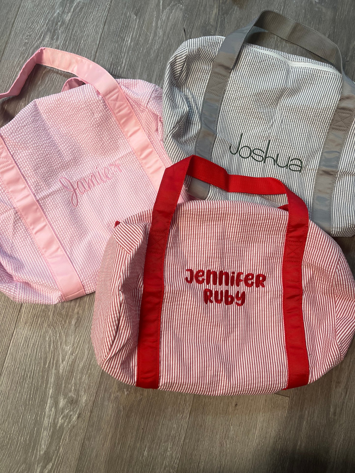 Pink Seersucker Duffel