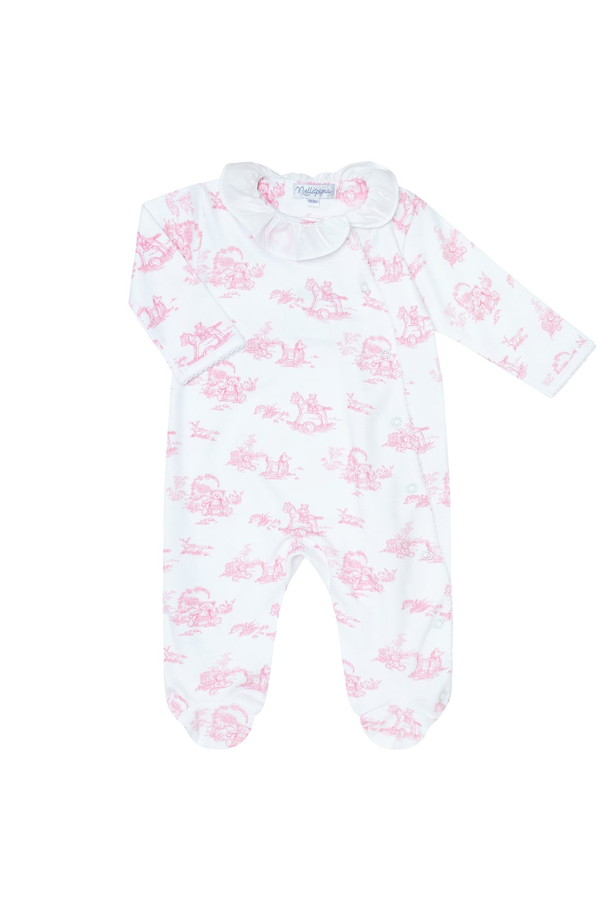 Pink Toile Crossover Onesie