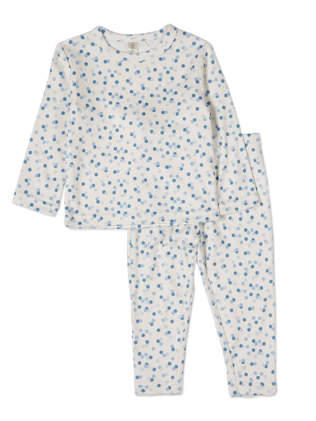 Mini Moi Blue Pointelle Confetti Pajamas