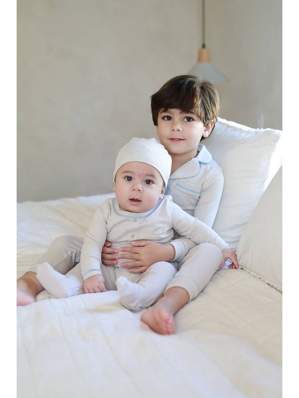 Taupe and Blue Grandpa Onesie and Hat