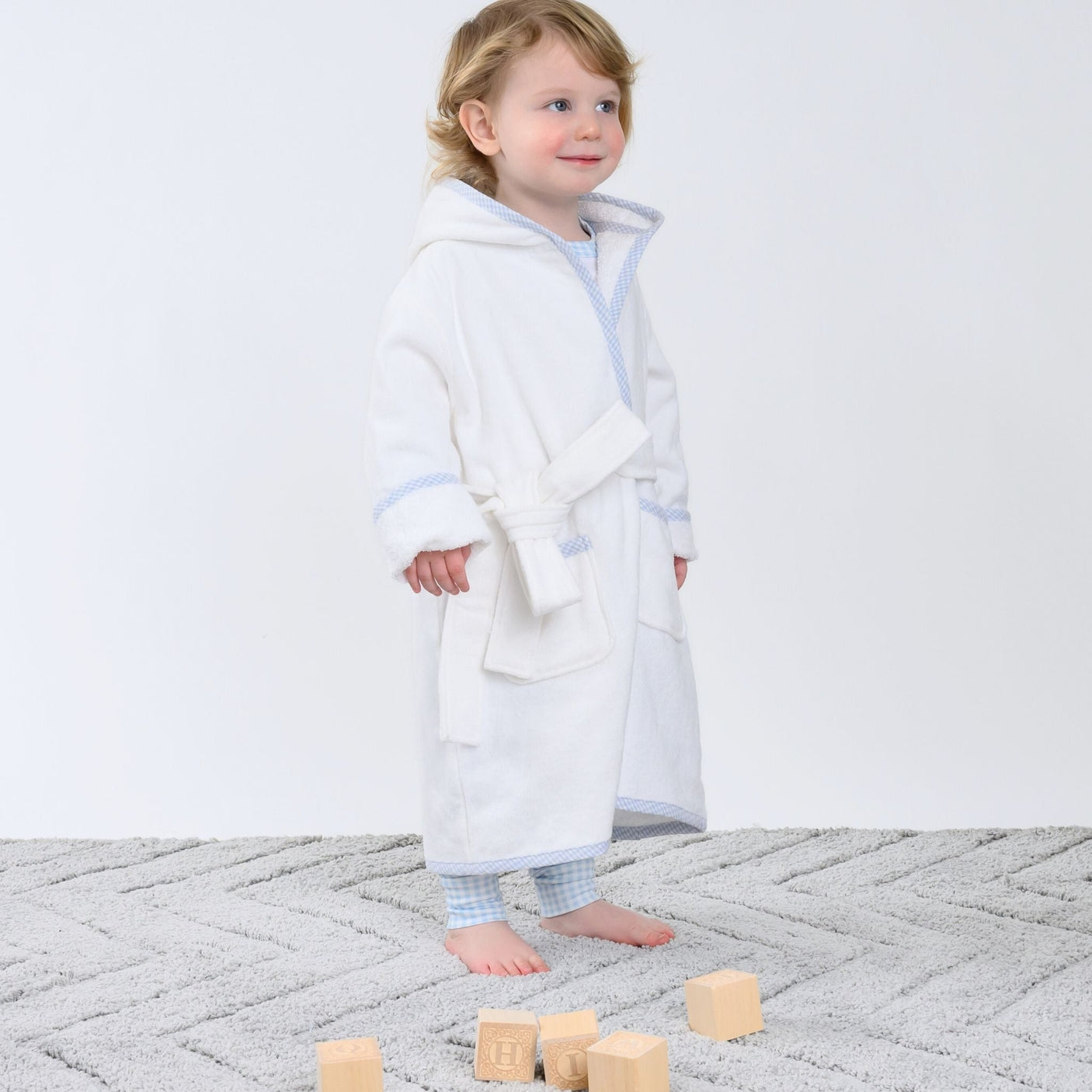Magnolia Light Blue Trim Terry Robe