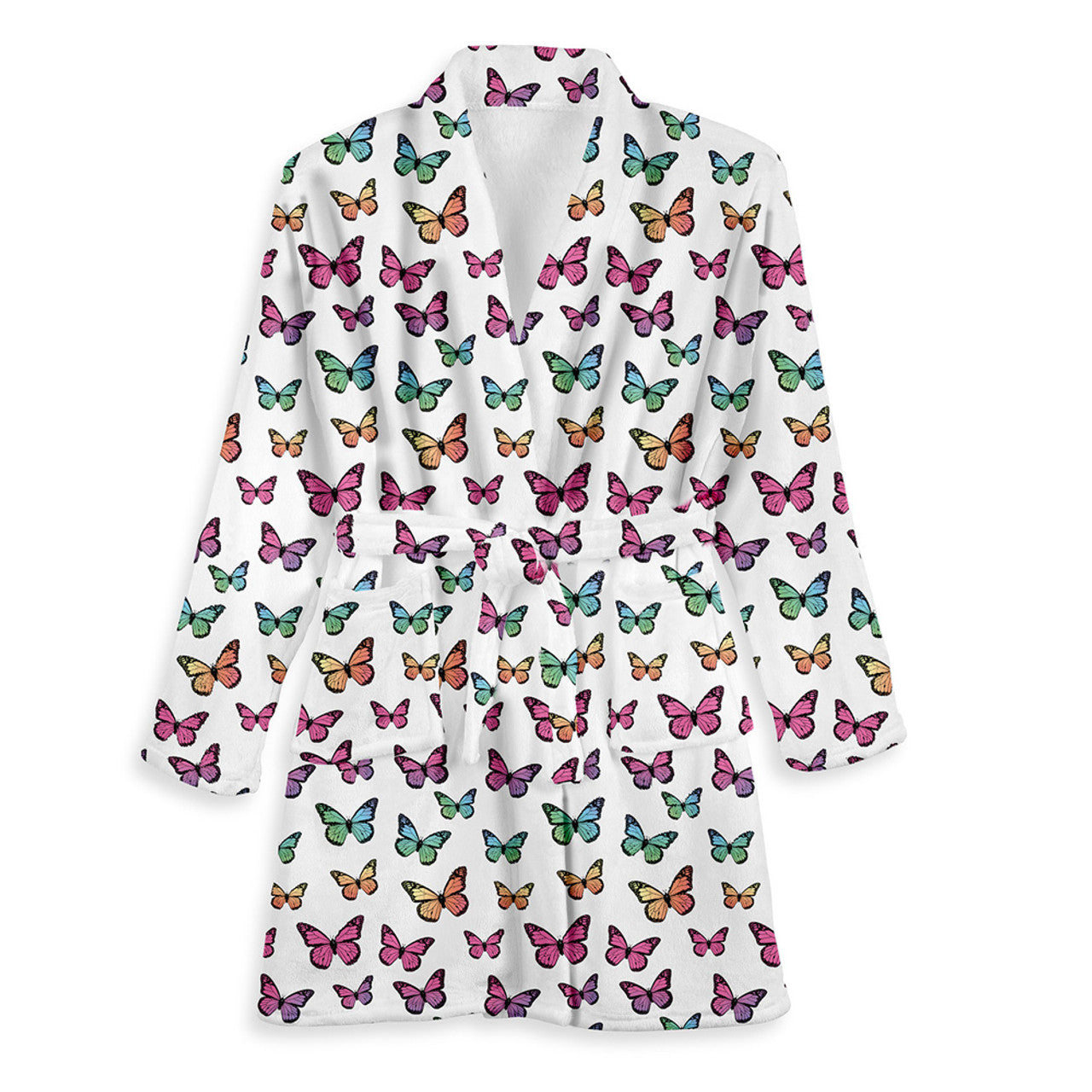 Rainbow Butterflies Fuzzy Bath robe