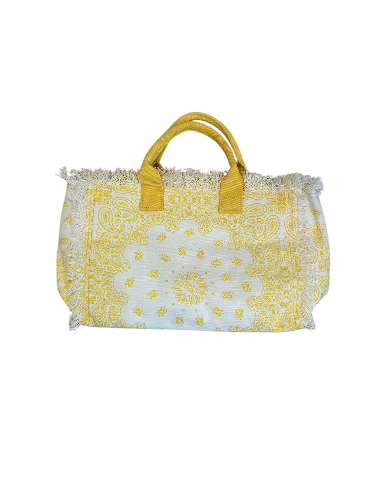 Yellow Paisley Canvas Fringe Beach Bag