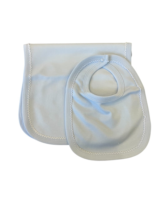 Blue with White Bib and Burpcloth Set