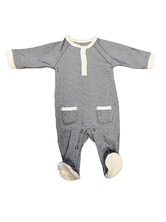 Baby Boys Navy Onesie with White Trim