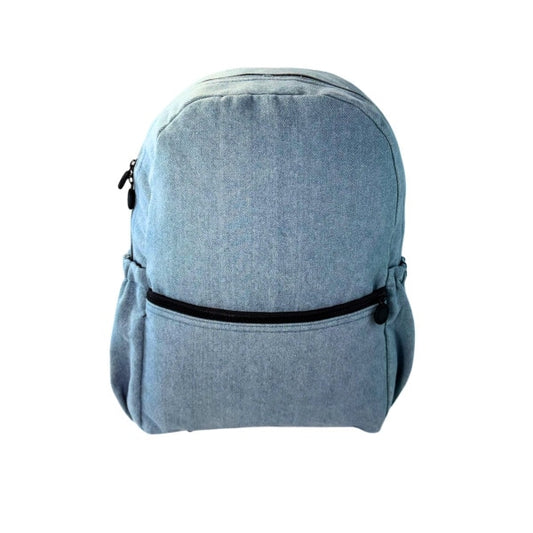 Blue Denim Backpack with Pockets
