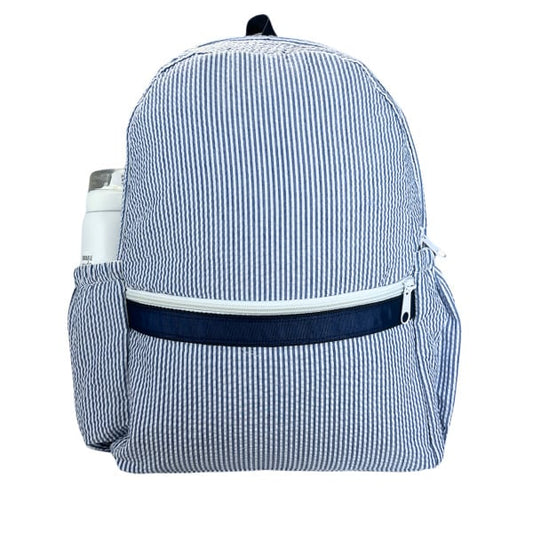 Navy Seersucker Backpack