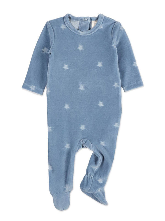 Mini Moi Blue Velour Star Onesie
