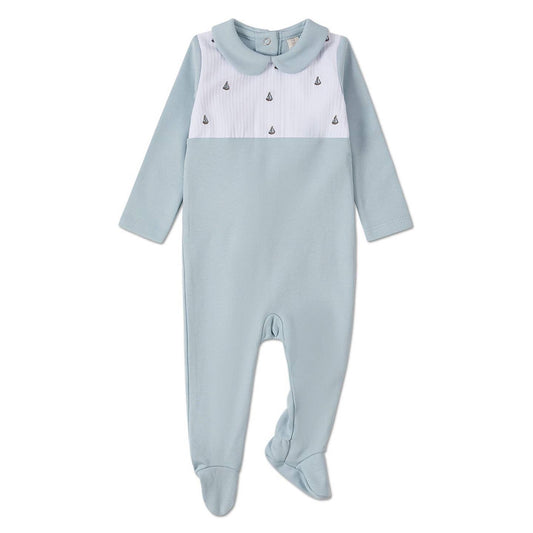 Sail On Embroidered Cotton Footie