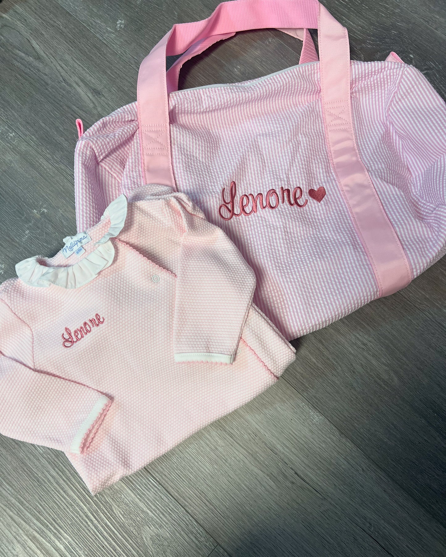 Pink Seersucker Duffel