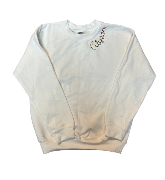 White Youth Sweatshirt Personalized