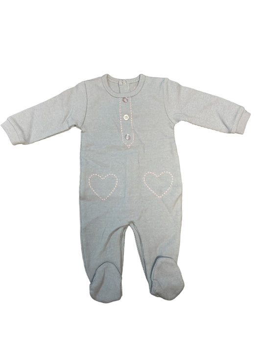 Baby Girls Grey Onesie with Pink Stitching