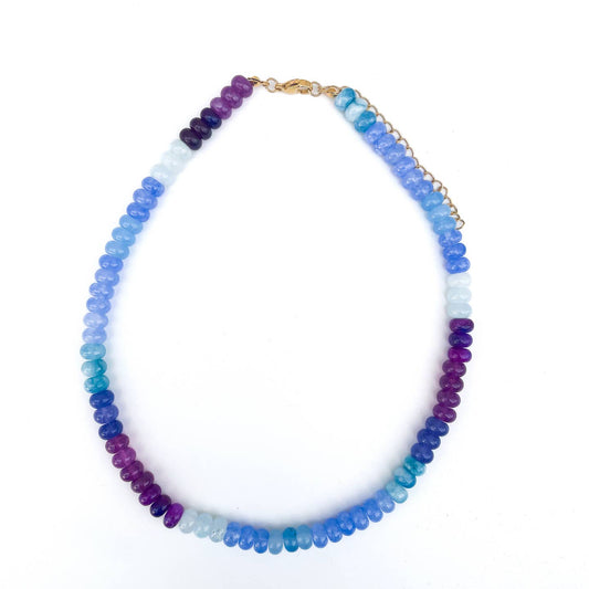 Cool Crush - Blue Rainbow Gemstone Bead Necklace