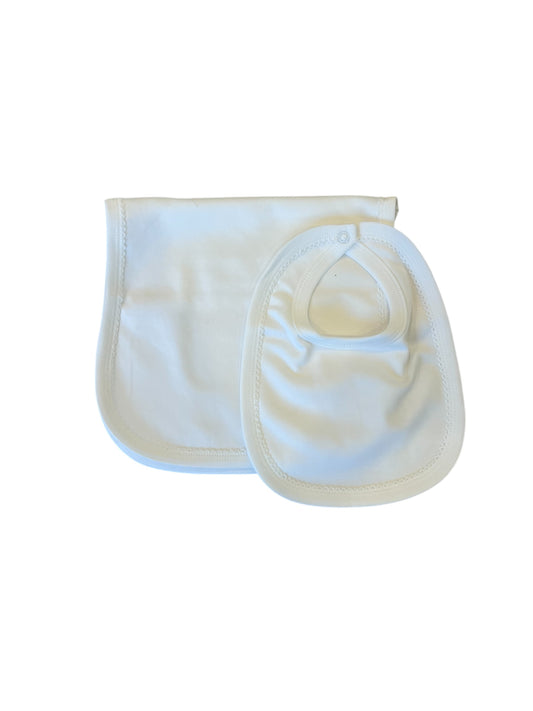 White Bib and Burpcloth Set