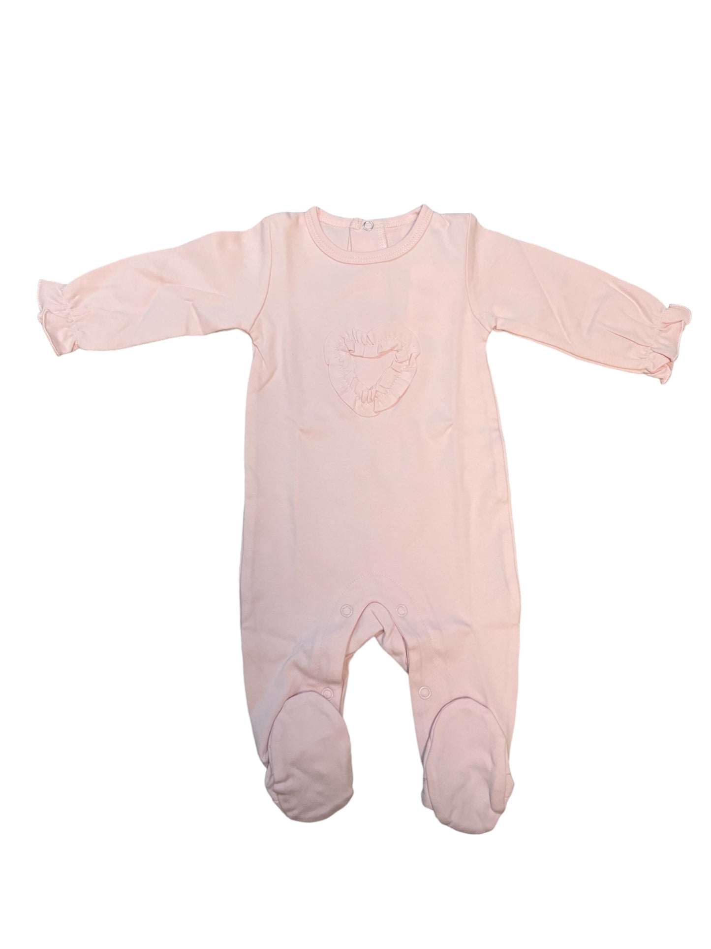 Baby Girls Pink Ruffle Heart Onesie