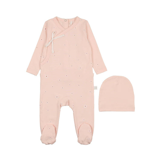 Pink Floral Wrap Onesie and Hat
