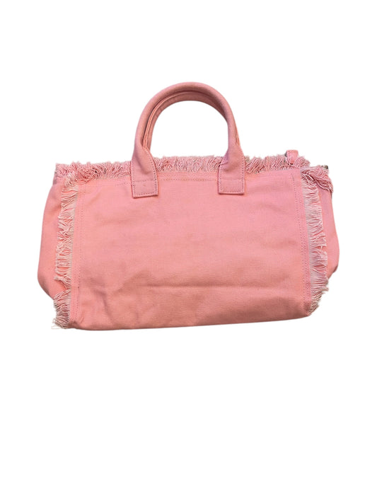 Pink Canvas Fringe Beach Bag