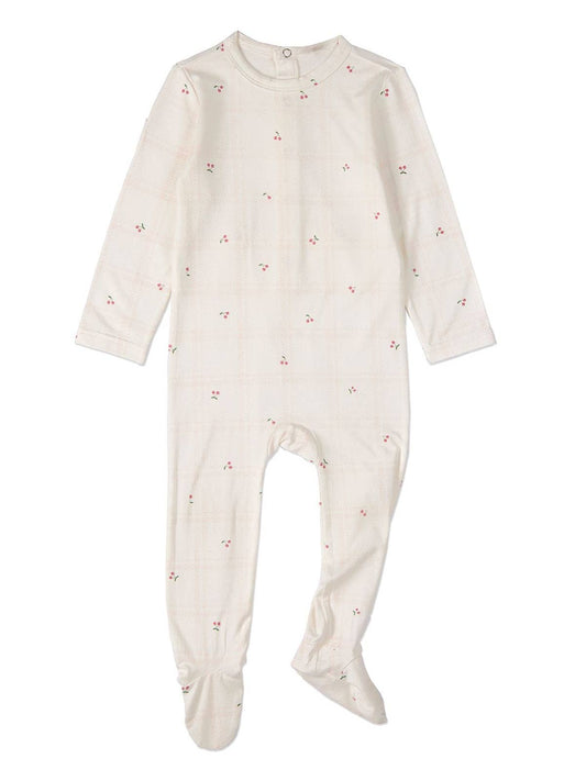 Mini Moi Plaid Sweet Cherry Onesie