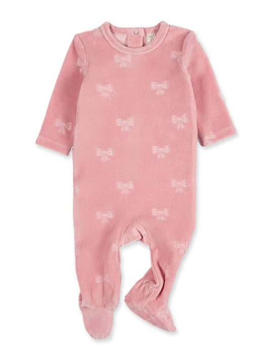 Mini Moi Pink Velour Bow Onesie