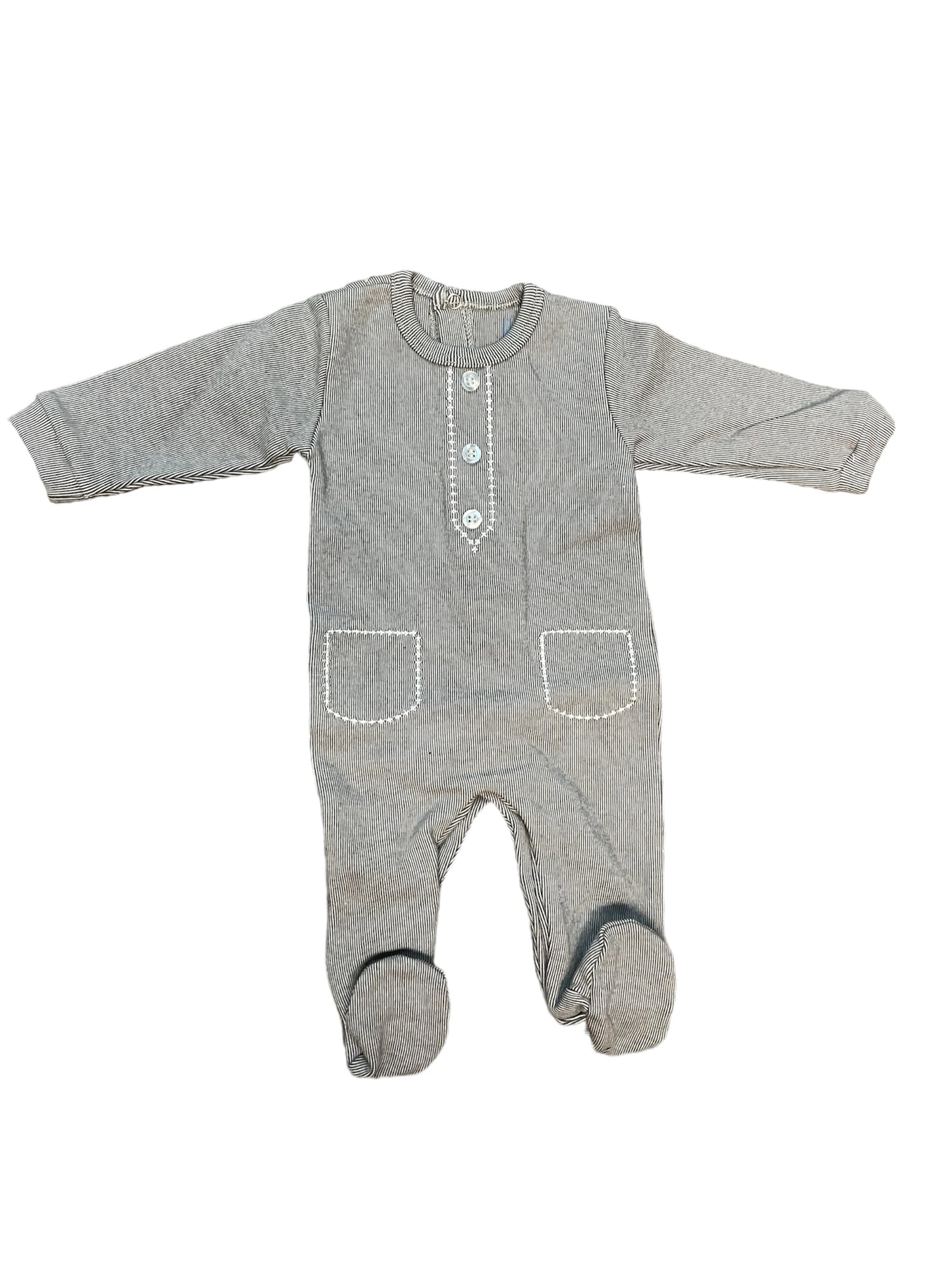 Baby Boys Grey Onesie with White Stitching