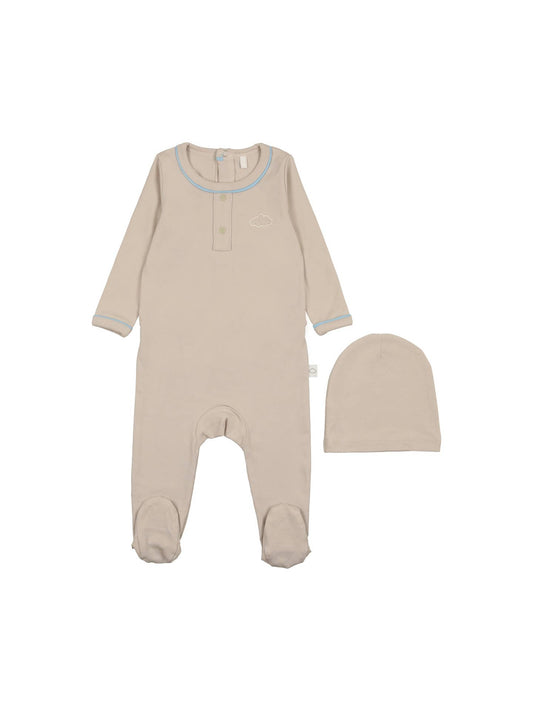 Taupe and Blue Grandpa Onesie and Hat