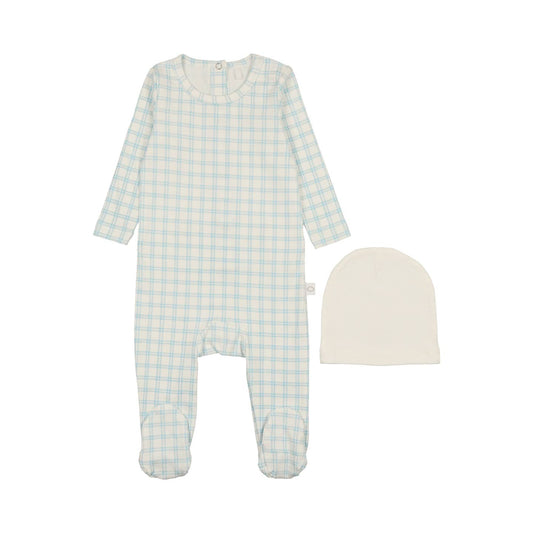 Blue Grid Onesie and Hat