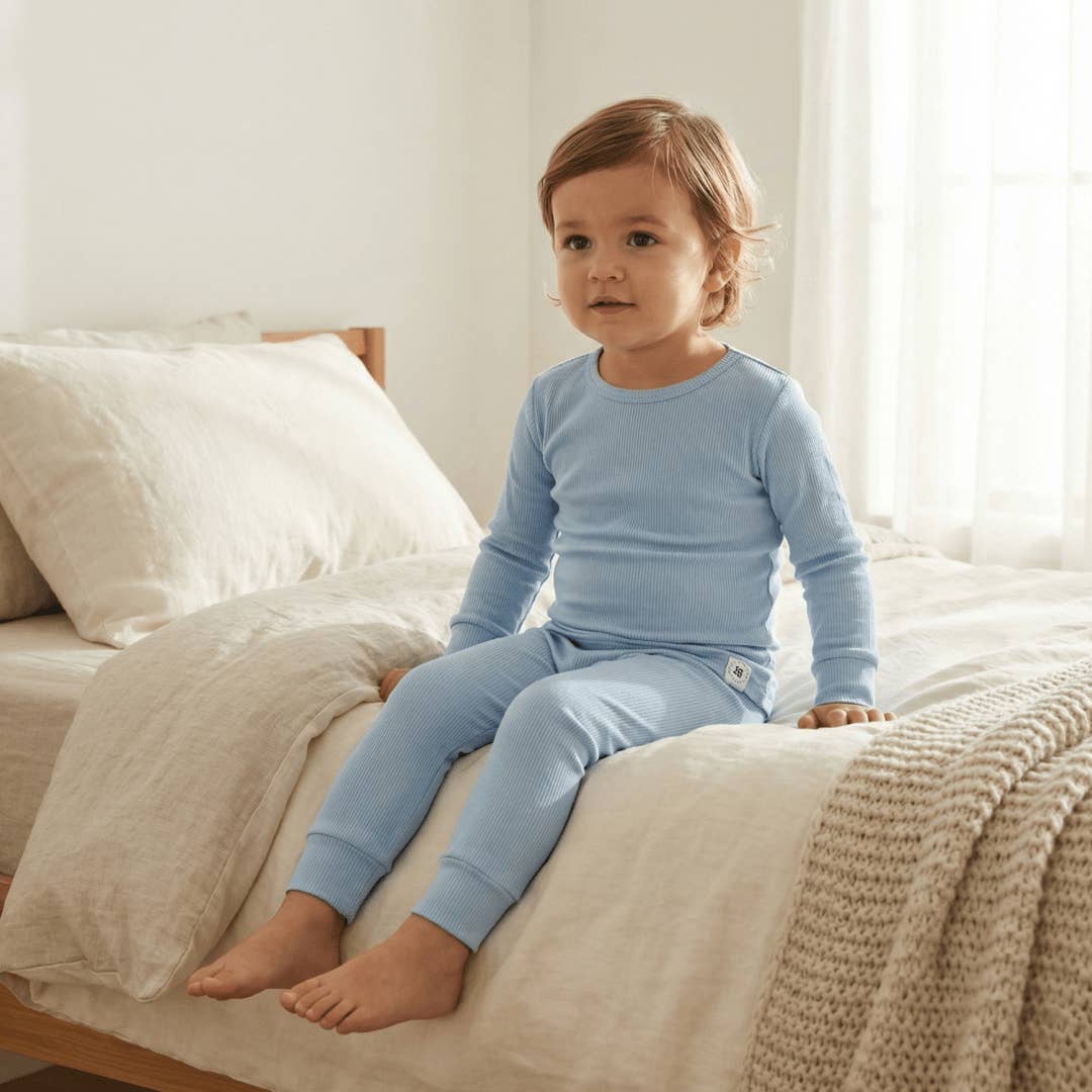 Sweet Bamboo Bashful Blue Ribbed Pajamas