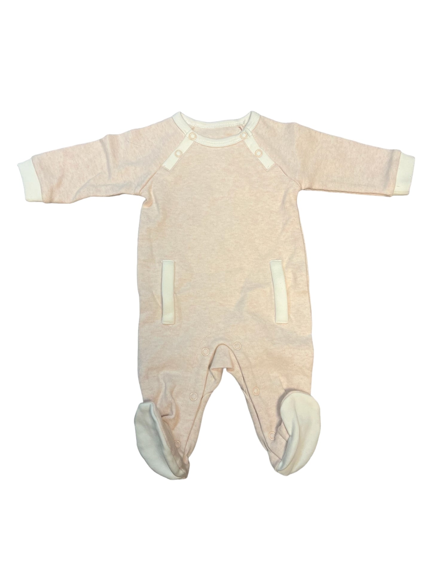 Baby Girls Pink Onesie with White Trim