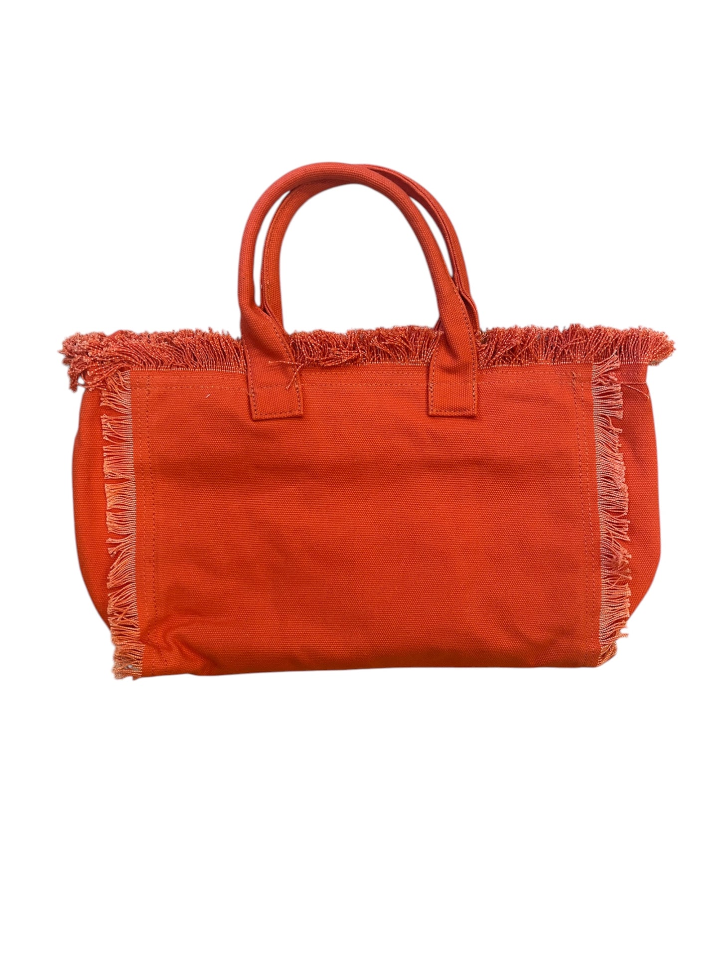 Orange Canvas Fringe Beach Bag