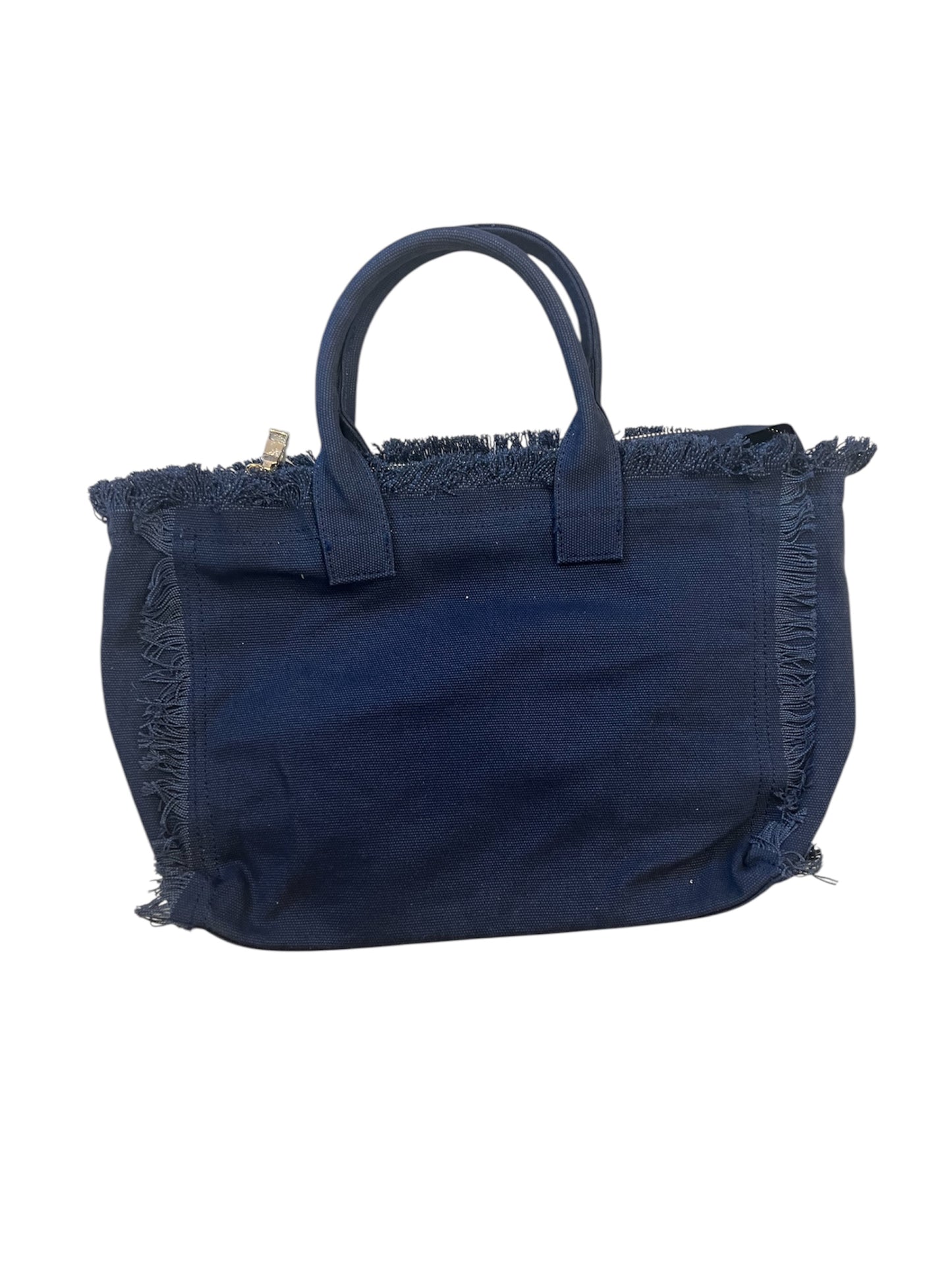 Navy Canvas Fringe Beach Bag