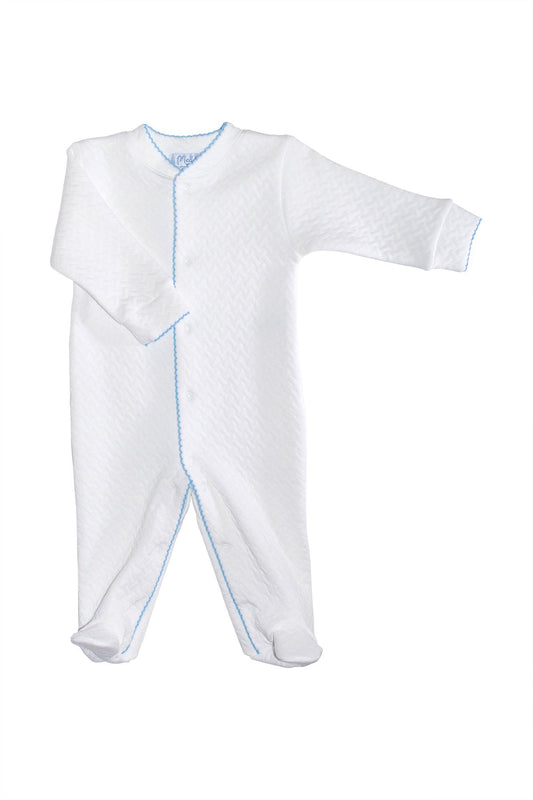Basket Weave with Blue trim Onesie