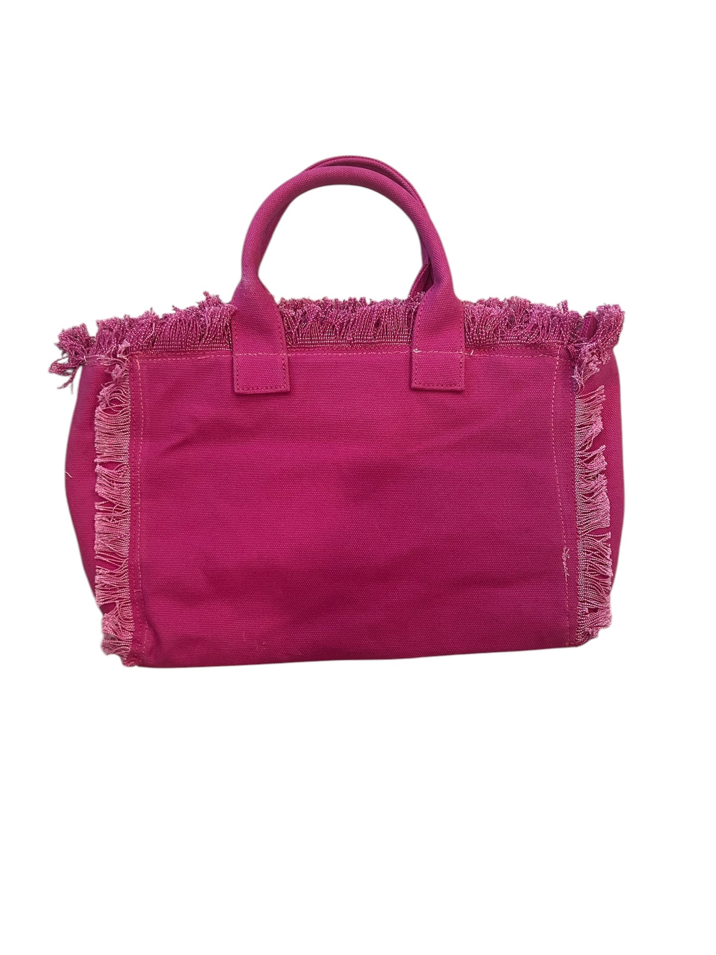 Fuchsia Canvas Fringe Beach Bag