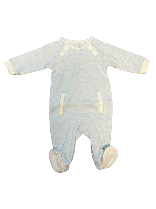 Baby Boys Blue Onesie with White Trim