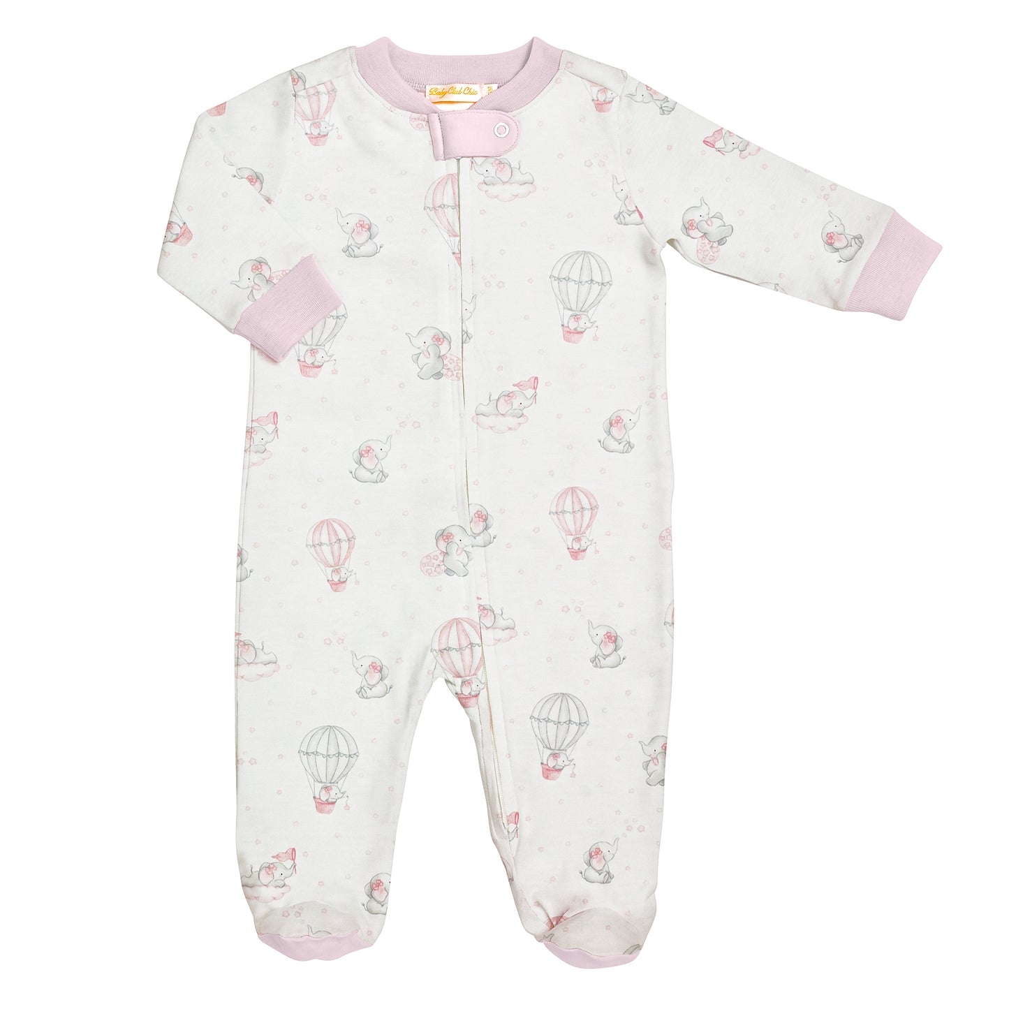 Baby Girls Pink Hot Air Balloons Zipper Footie