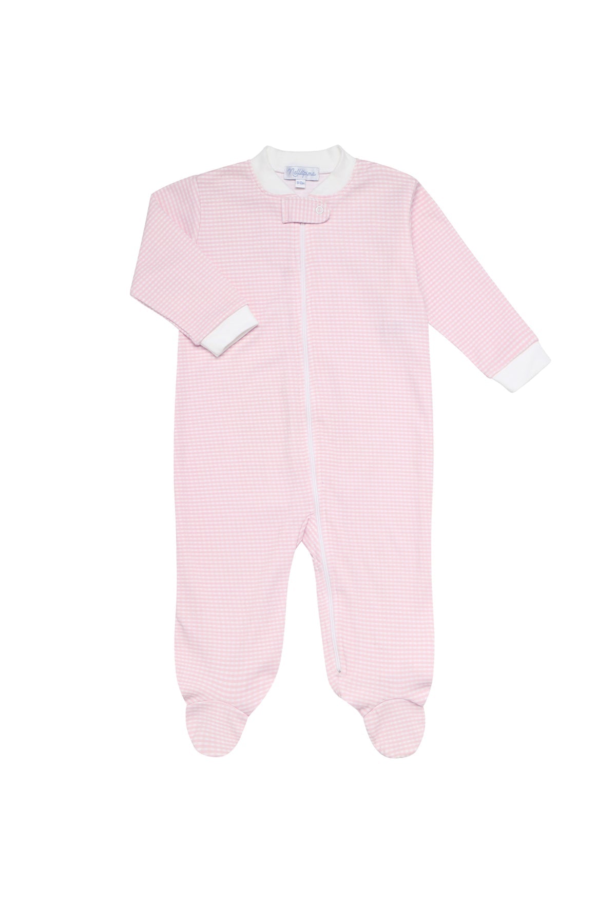 Pink Gingham Zip Onesie