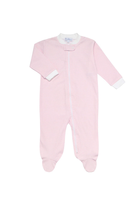 Pink Gingham Zip Onesie