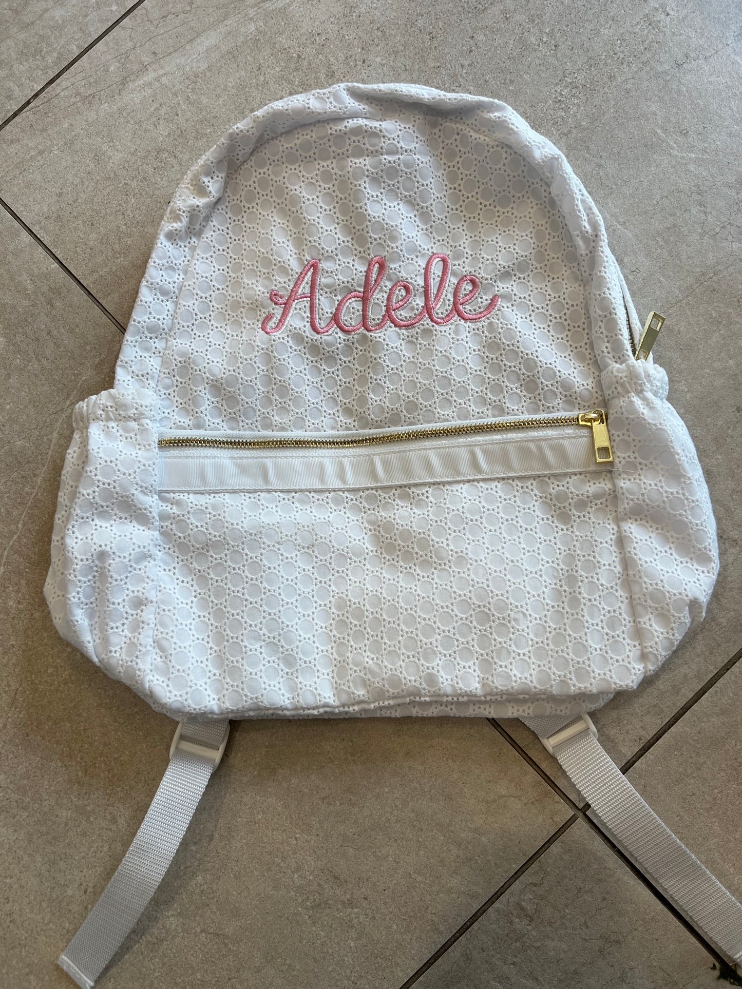 White Eyelet Backpack