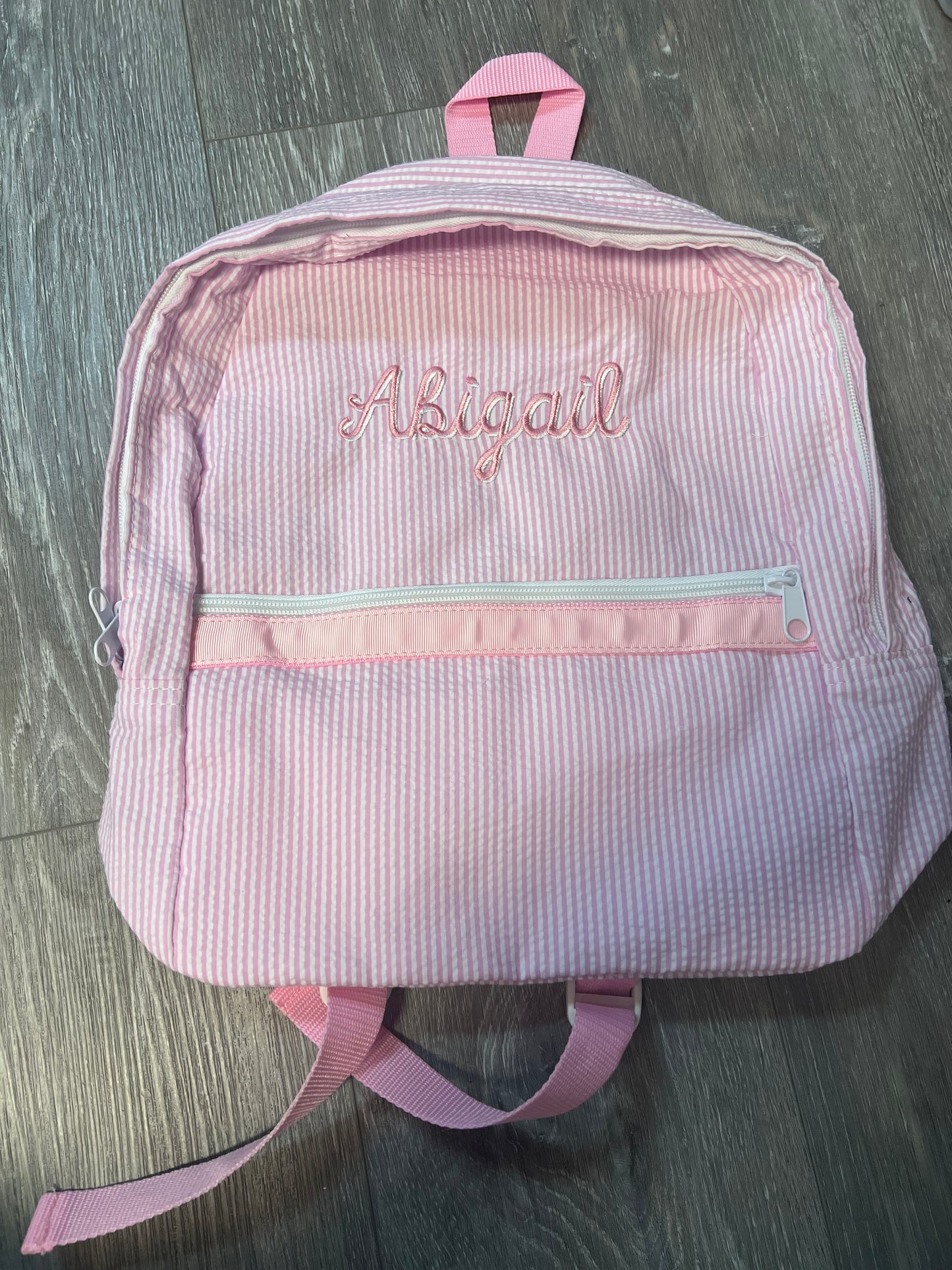 Pink seersucker Backpack